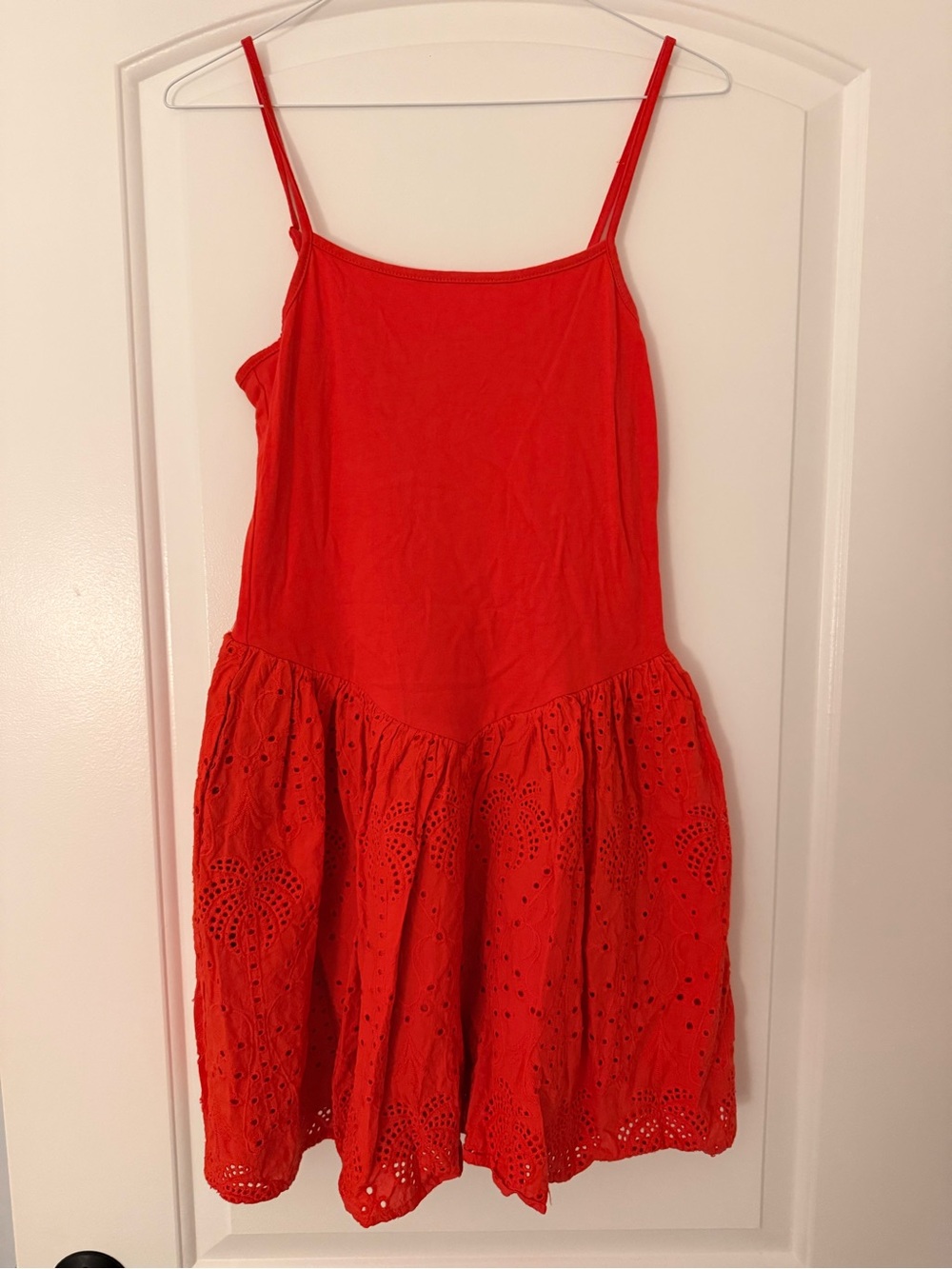 Never Fully Dressed Red Eyelet Mini Sundress